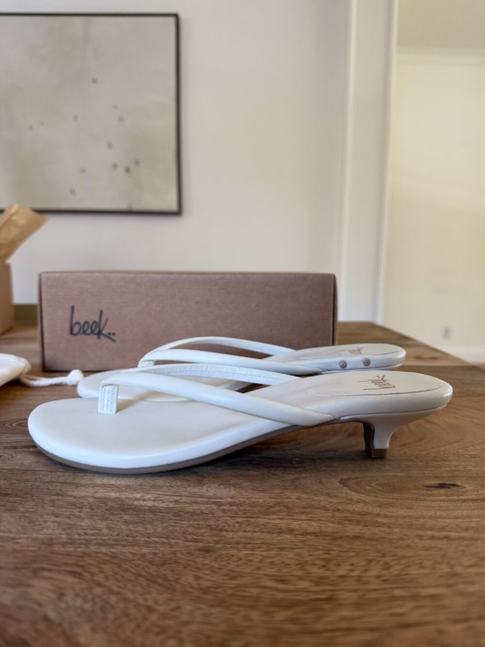 Beek Corella Leather Heeled Thong Sandal in Vanilla - Picture 7 of 10
